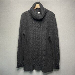 Gap Women's Charcoal Heather Chunky Cozy Cable Knit Turtleneck Sweater Size M
